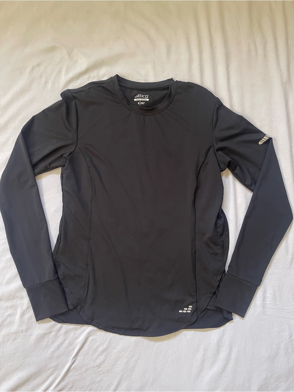 Women's Black Long-Sleeve Athletic Performance Tee | Size: Small | bcg